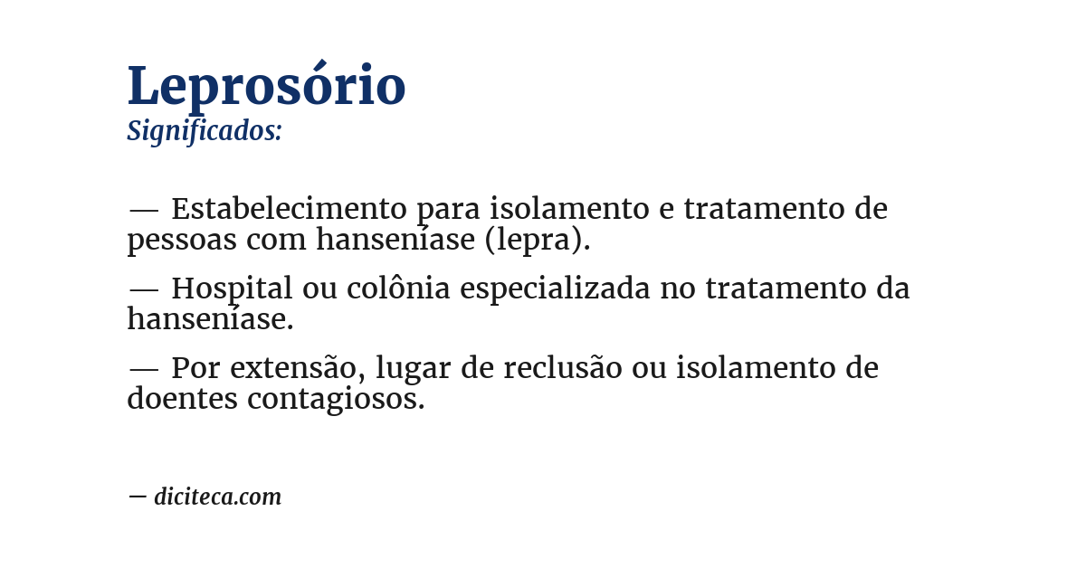 Significado de leprosório