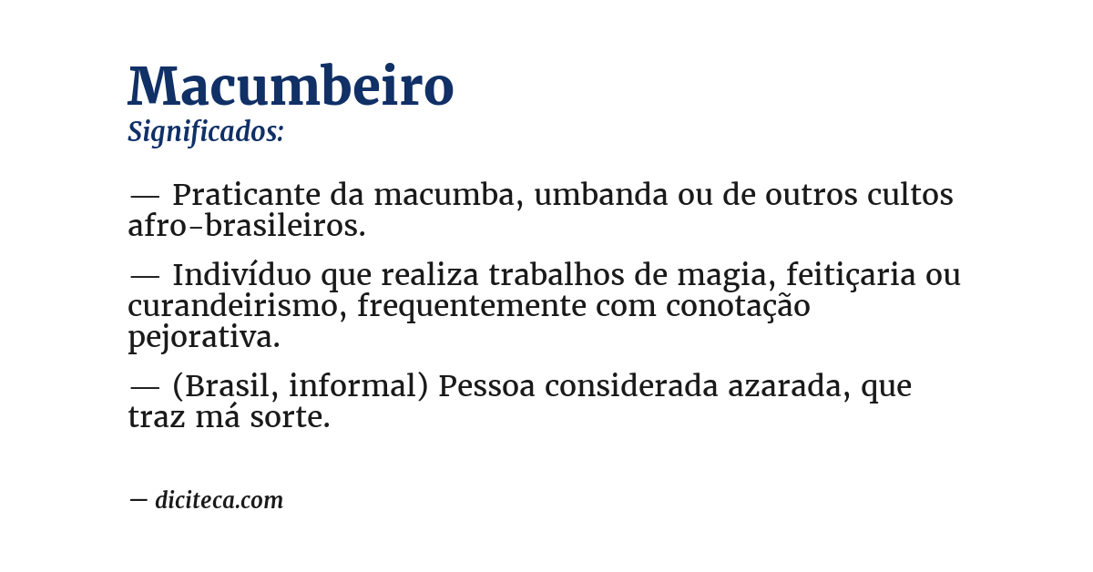 Significado de macumbeiro