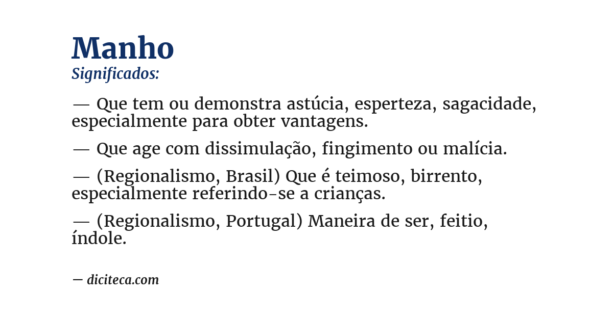 Significado de manho