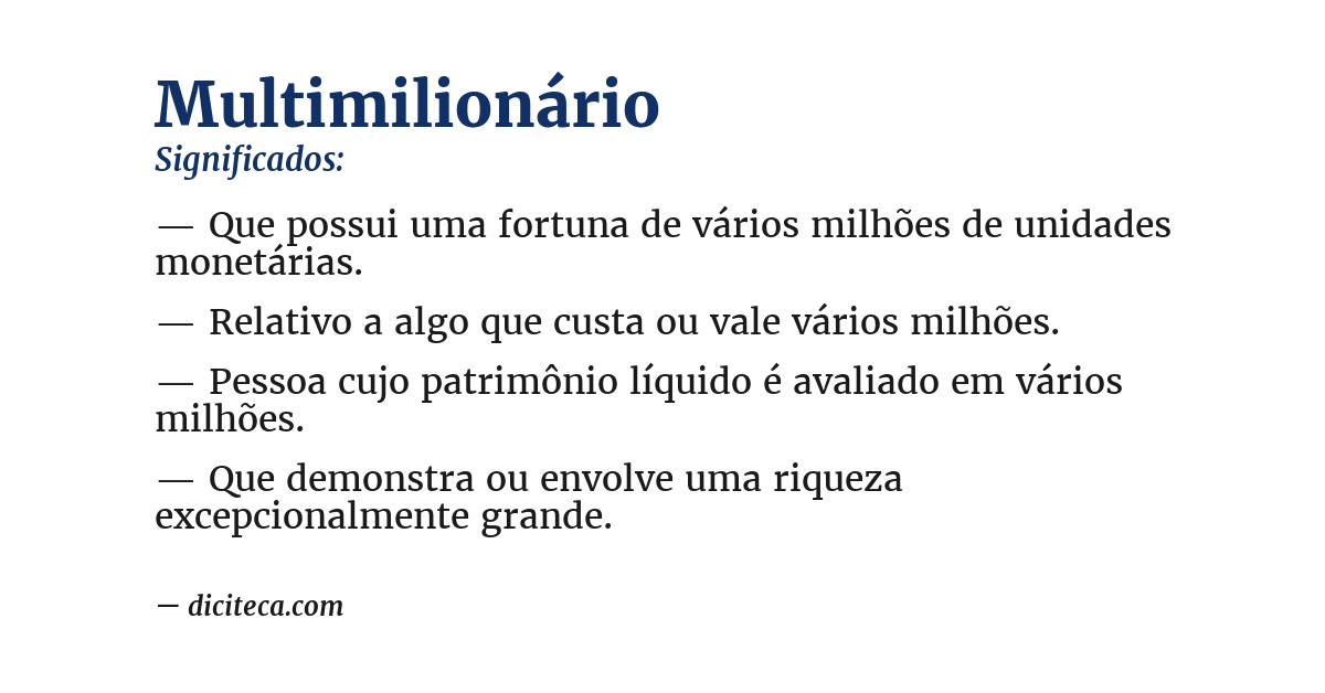 Significado de multimilionário
