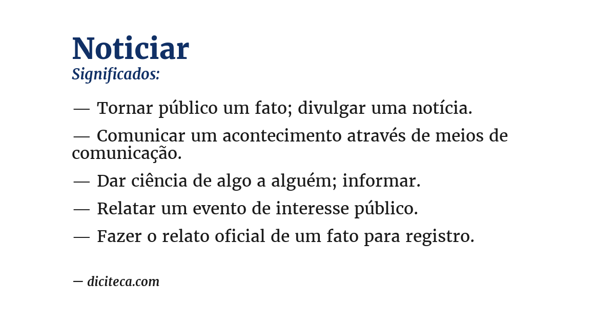 Significado de noticiar