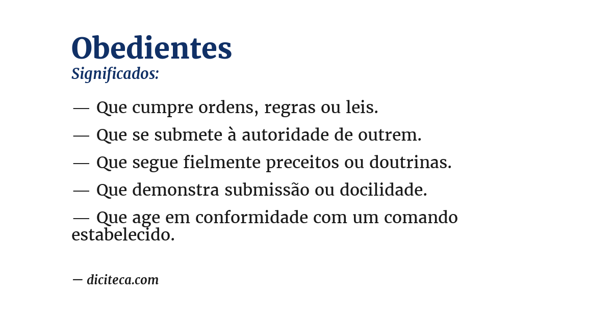 Significado de obedientes