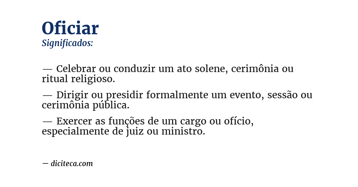 Significado de oficiar