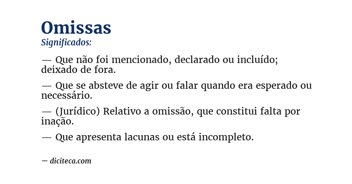 Significado de omissas