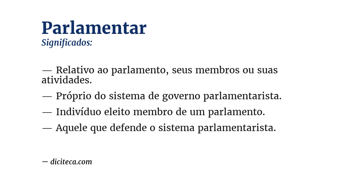 Significado de parlamentar