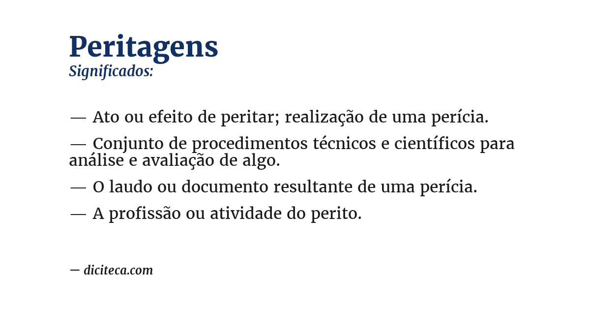 Significado de peritagens