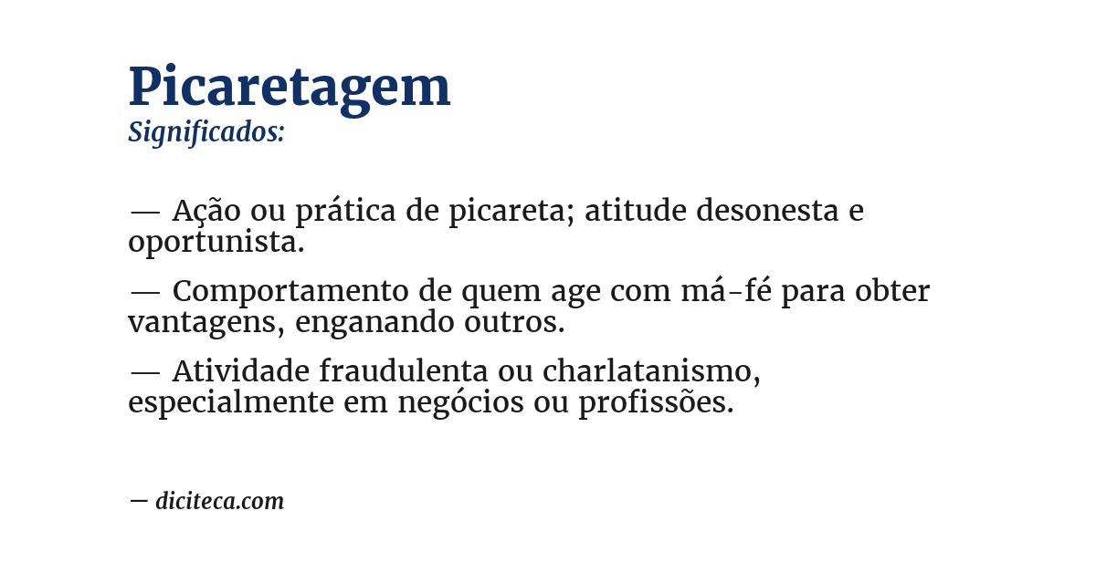 Significado de picaretagem