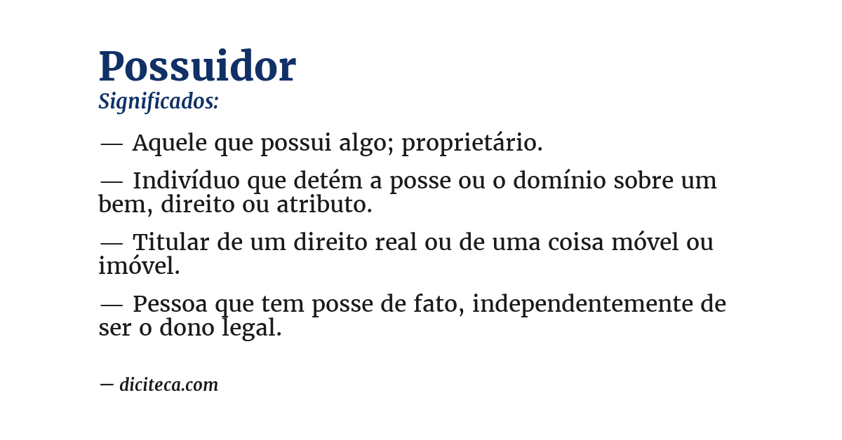 Significado de possuidor