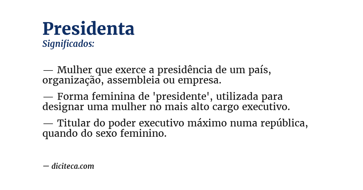 Significado de presidenta