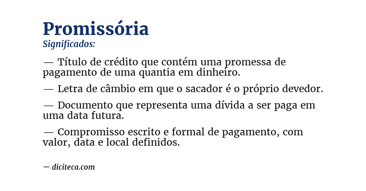 Significado de promissória