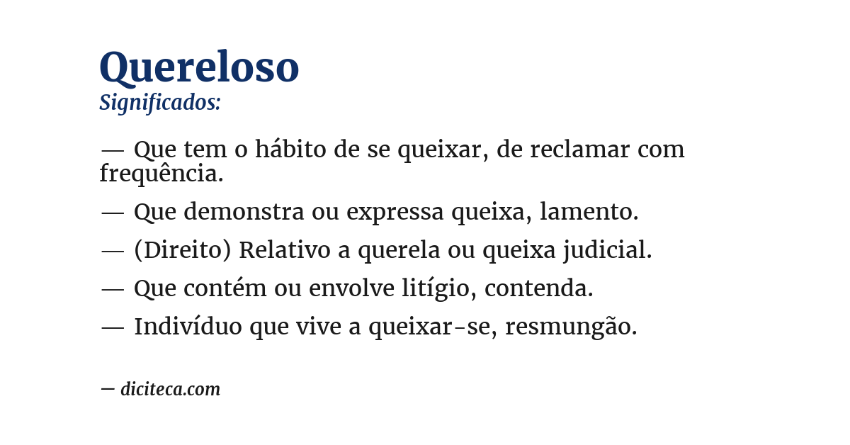 Significado de quereloso