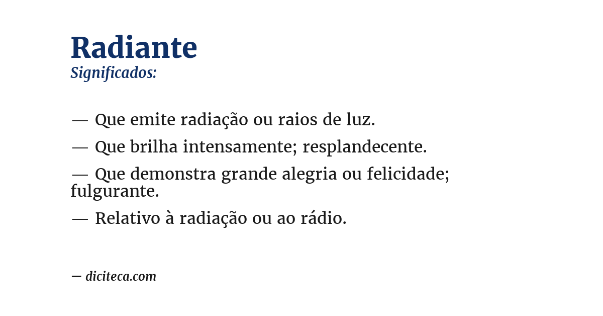 Significado de radiante