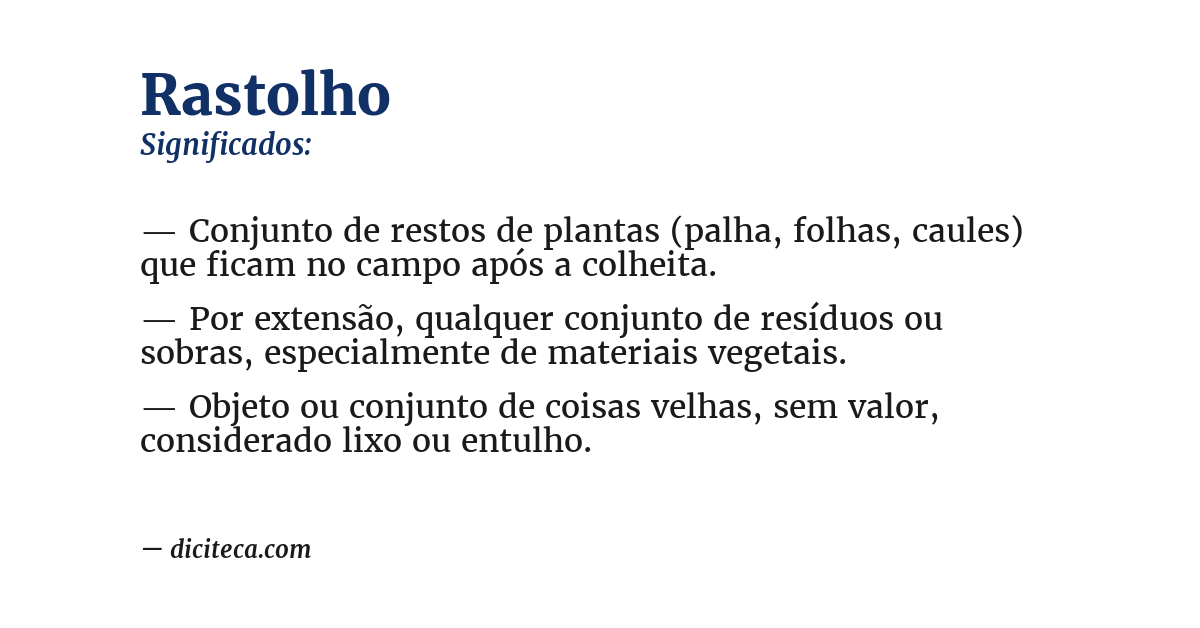 Significado de rastolho