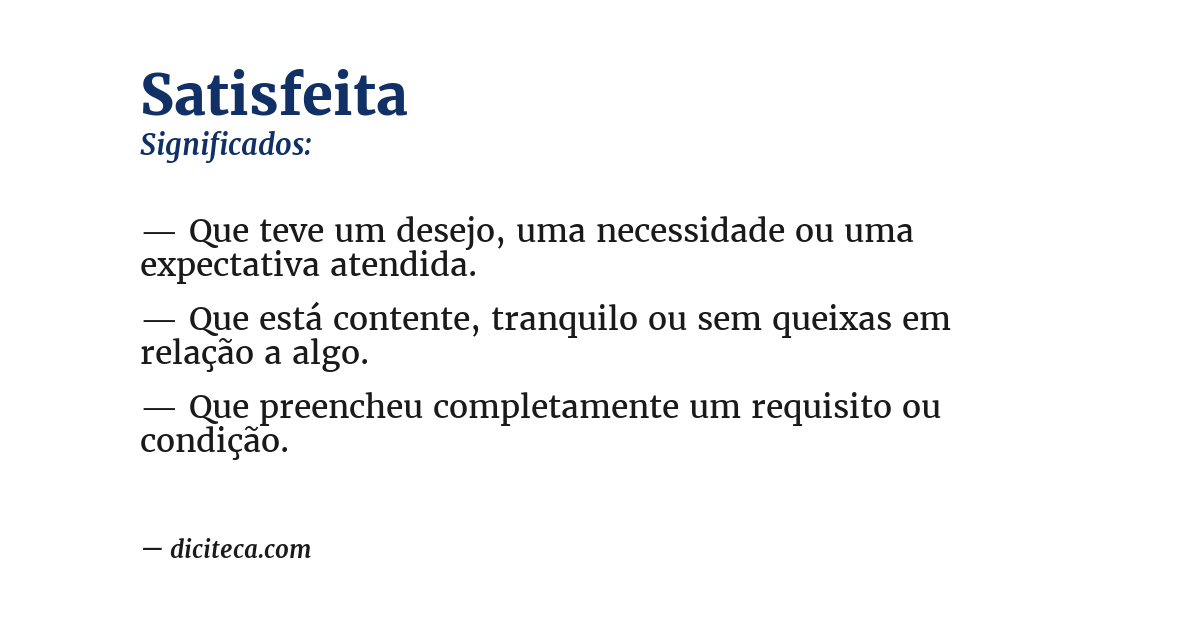 Significado de satisfeita