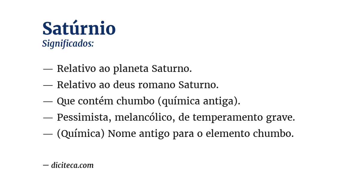 Significado de satúrnio