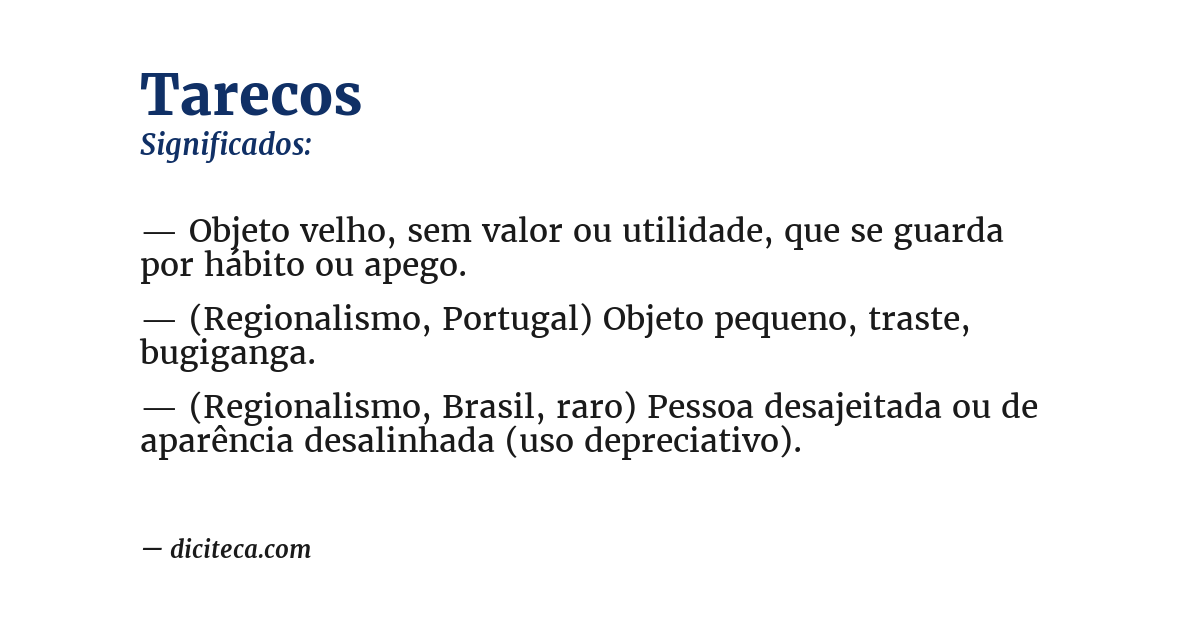 Significado de tarecos