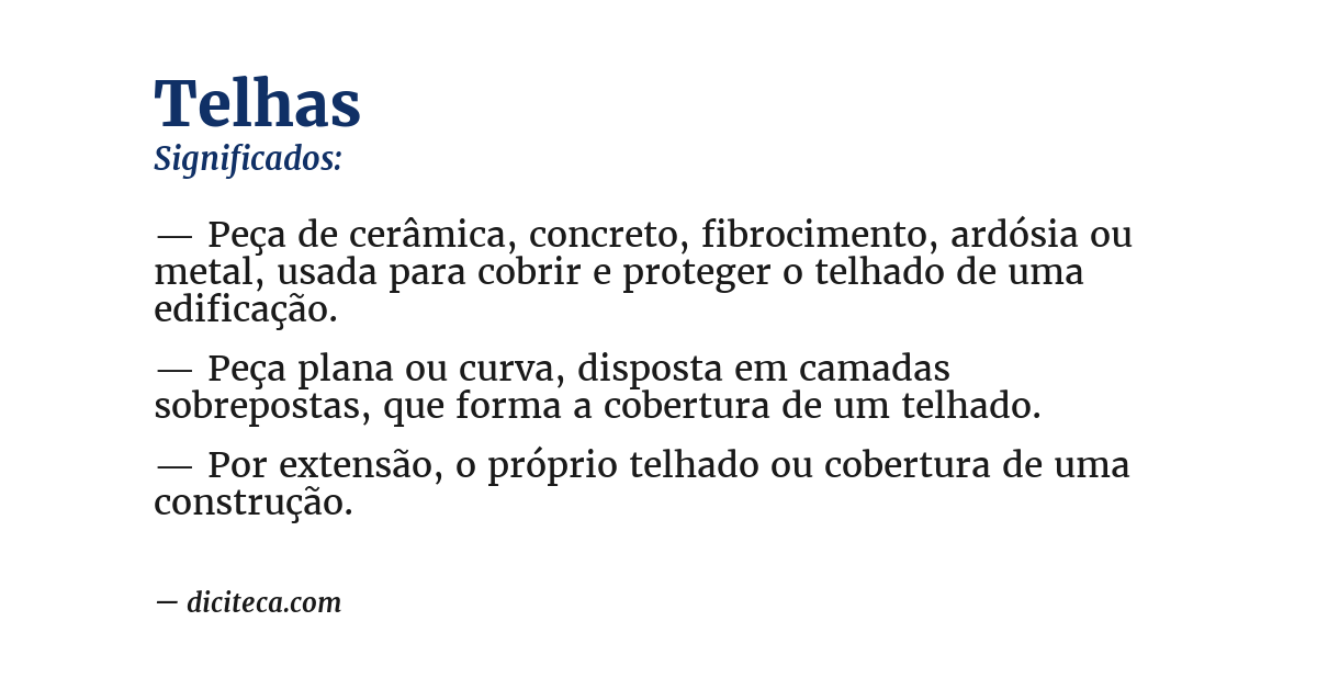 Significado de telhas
