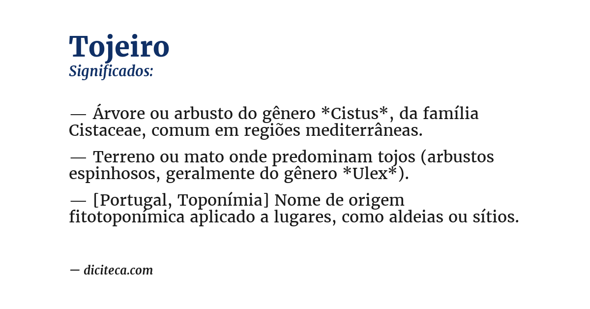 Significado de tojeiro