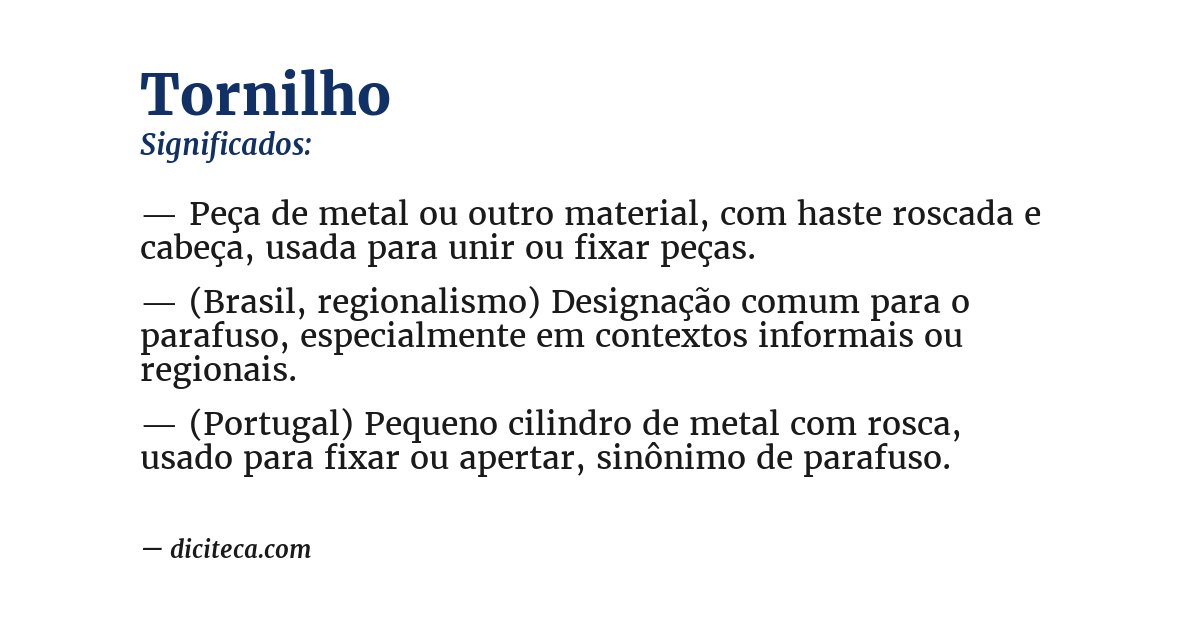Significado de tornilho