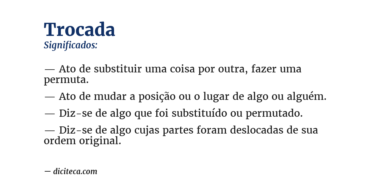 Significado de trocada