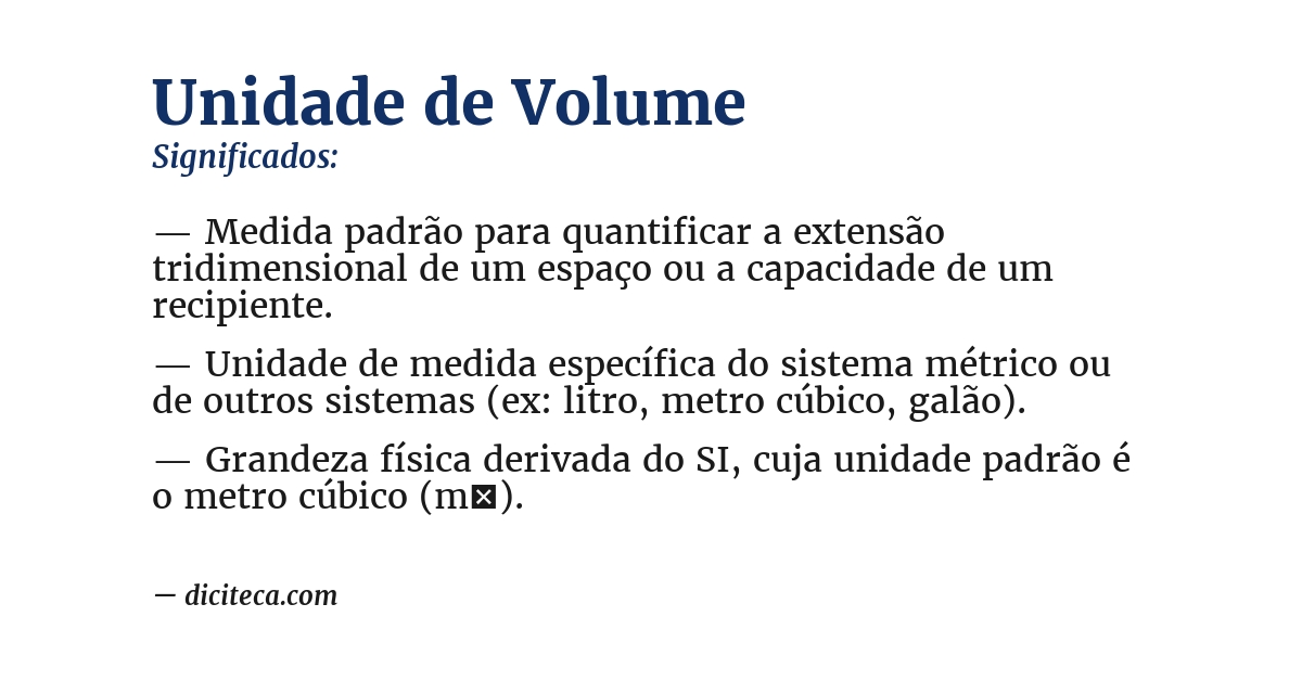 Significado de unidade de volume