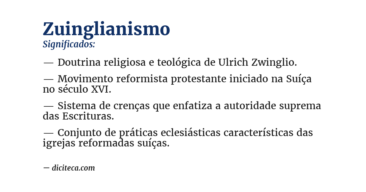 Significado de zuinglianismo