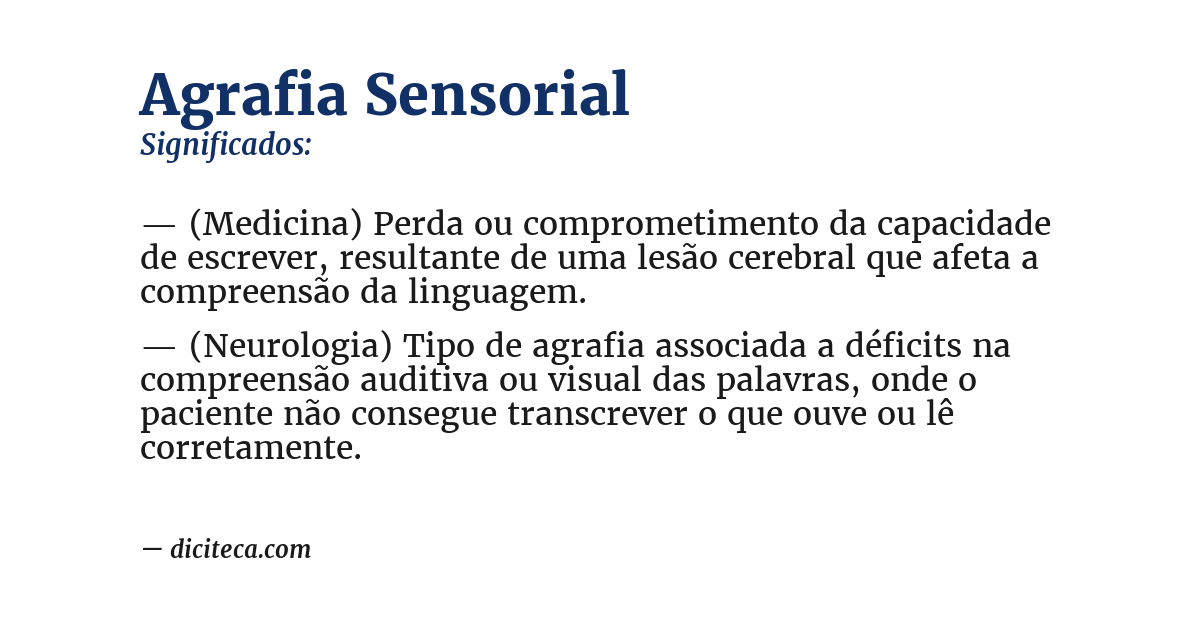 Significado de agrafia sensorial