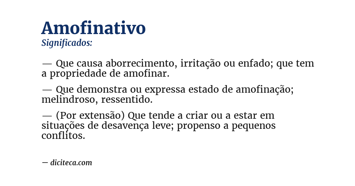 Significado de amofinativo