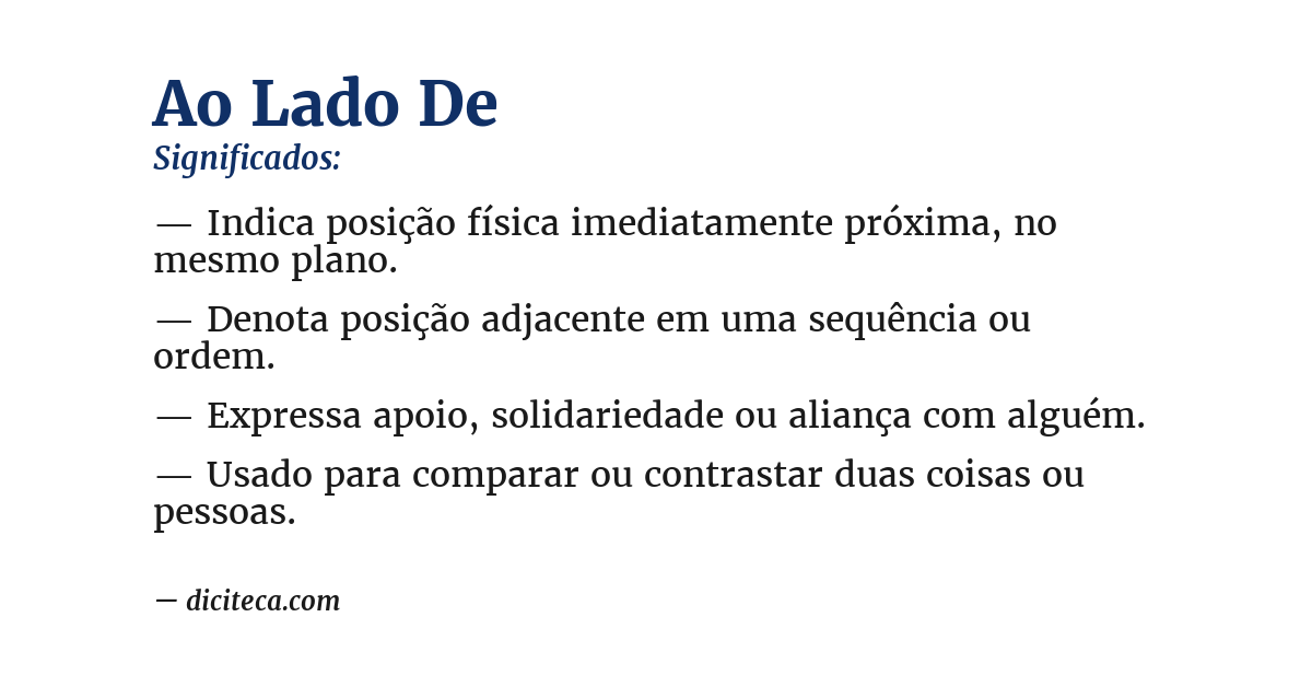 Significado de ao lado de