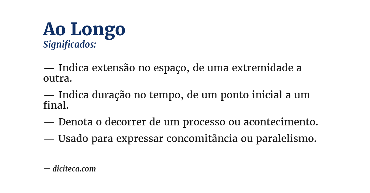 Significado de ao longo