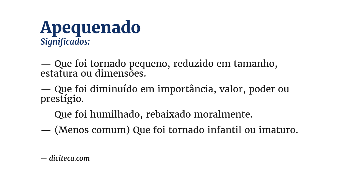 Significado de apequenado