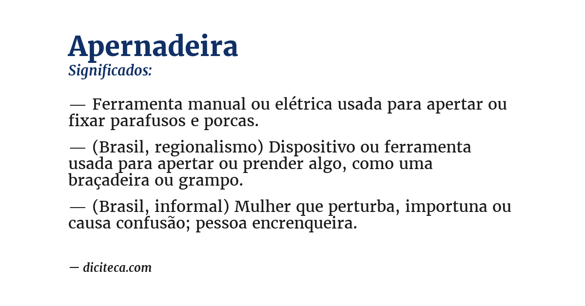 Significado de apernadeira