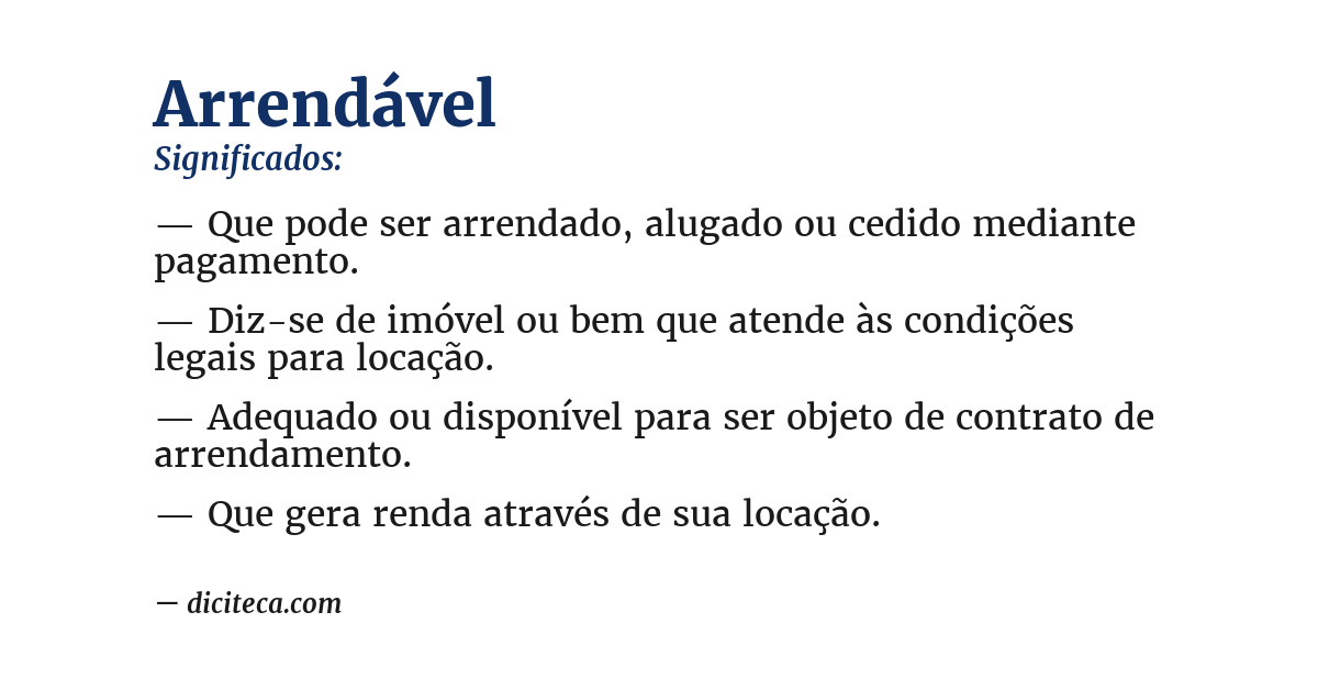 Significado de arrendável