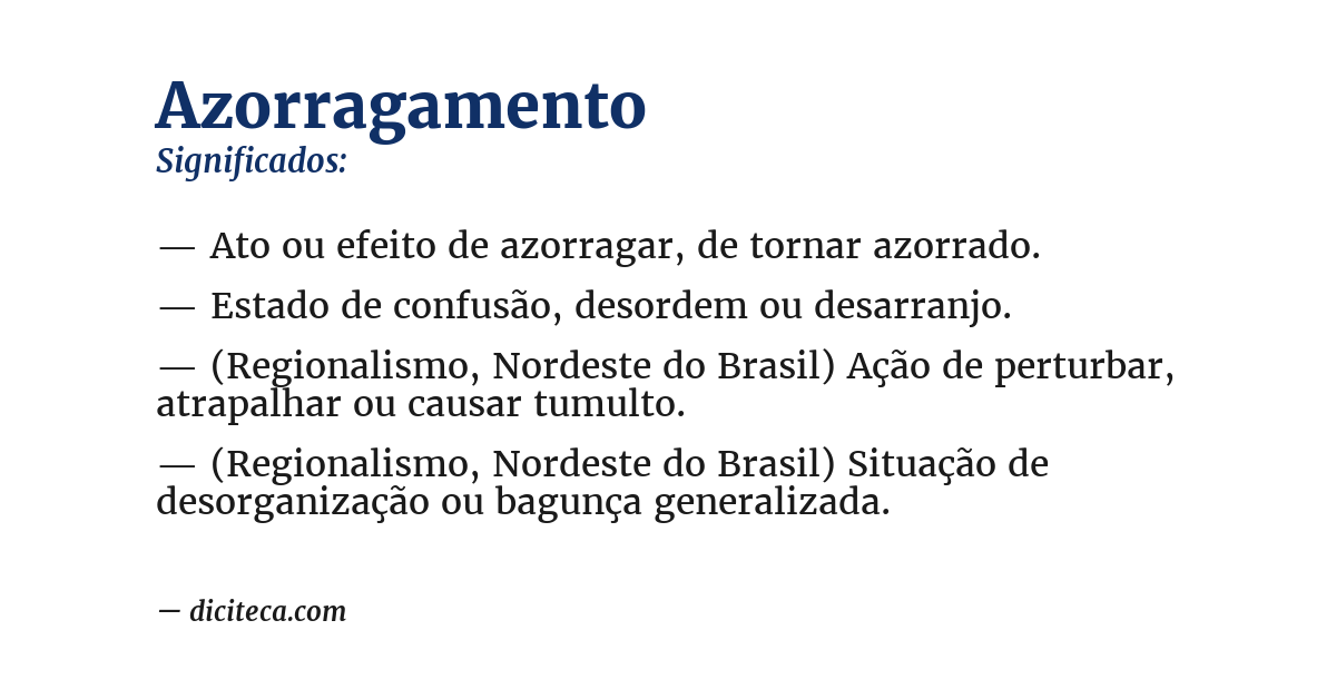Significado de azorragamento
