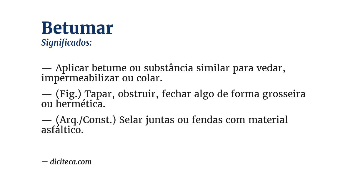 Significado de betumar