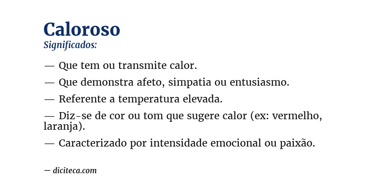 Significado de caloroso
