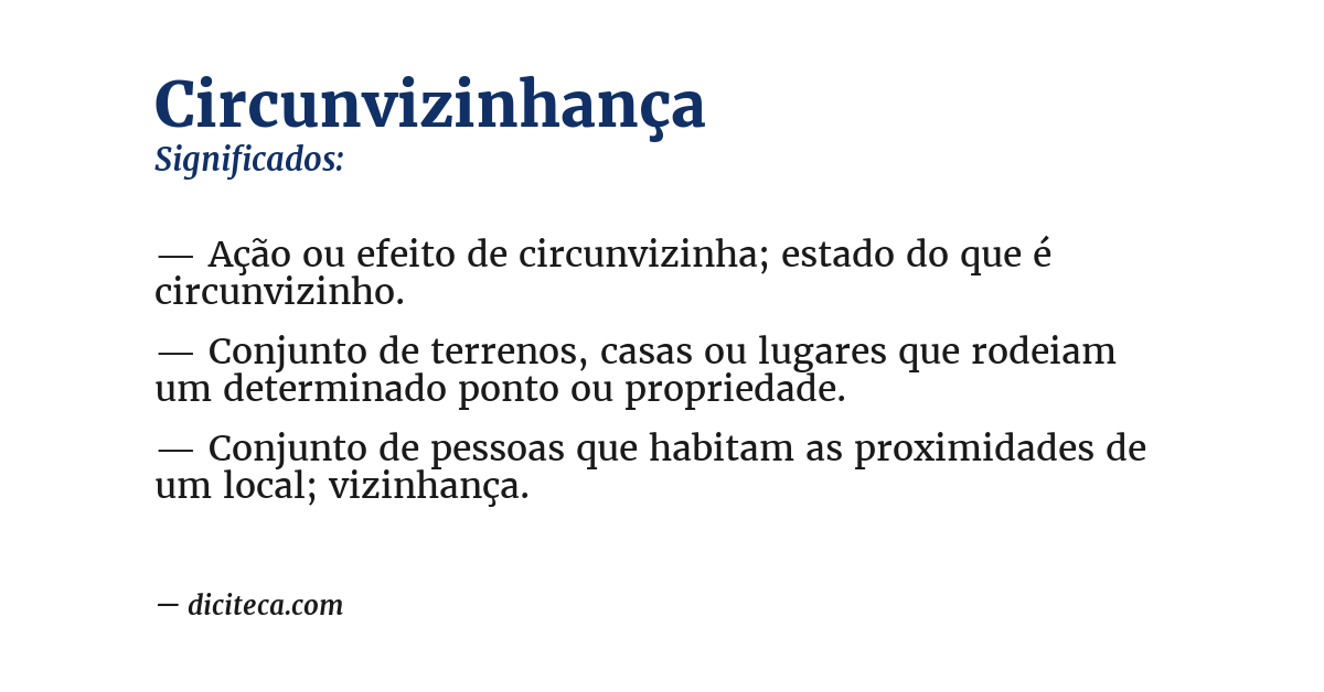 Significado de circunvizinhança