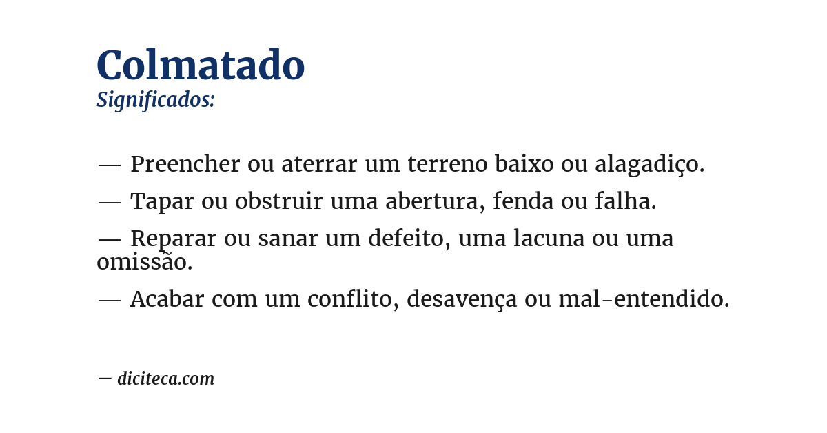 Significado de colmatado