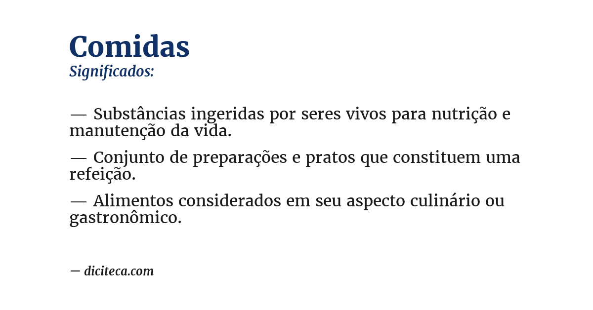Significado de comidas