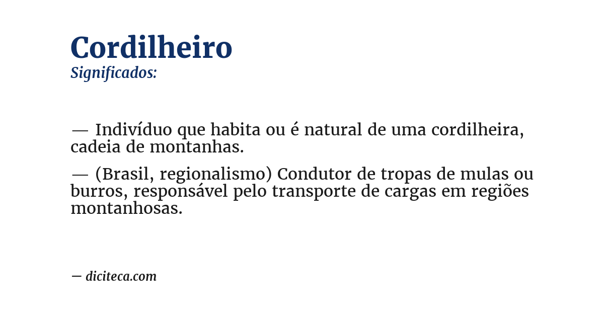 Significado de cordilheiro