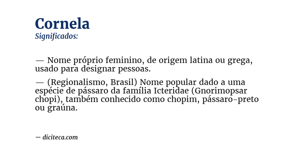 Significado de cornela