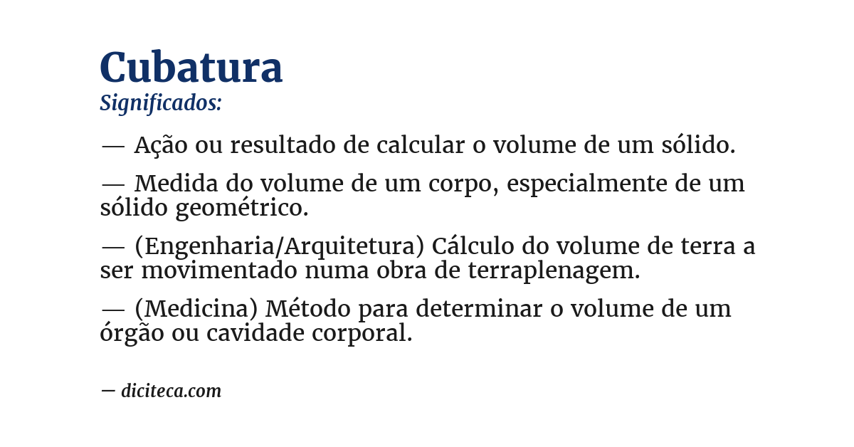 Significado de cubatura