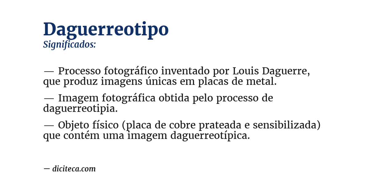 Significado de daguerreotipo