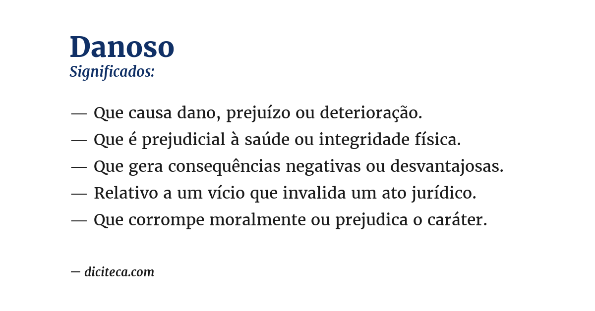 Significado de danoso