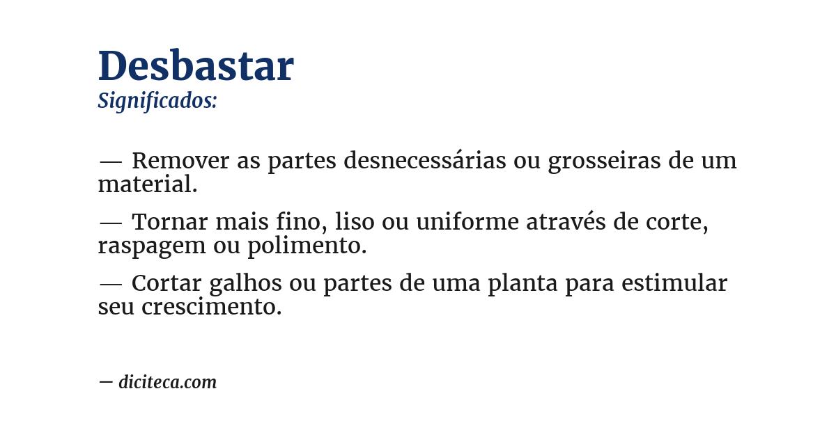 Significado de desbastar