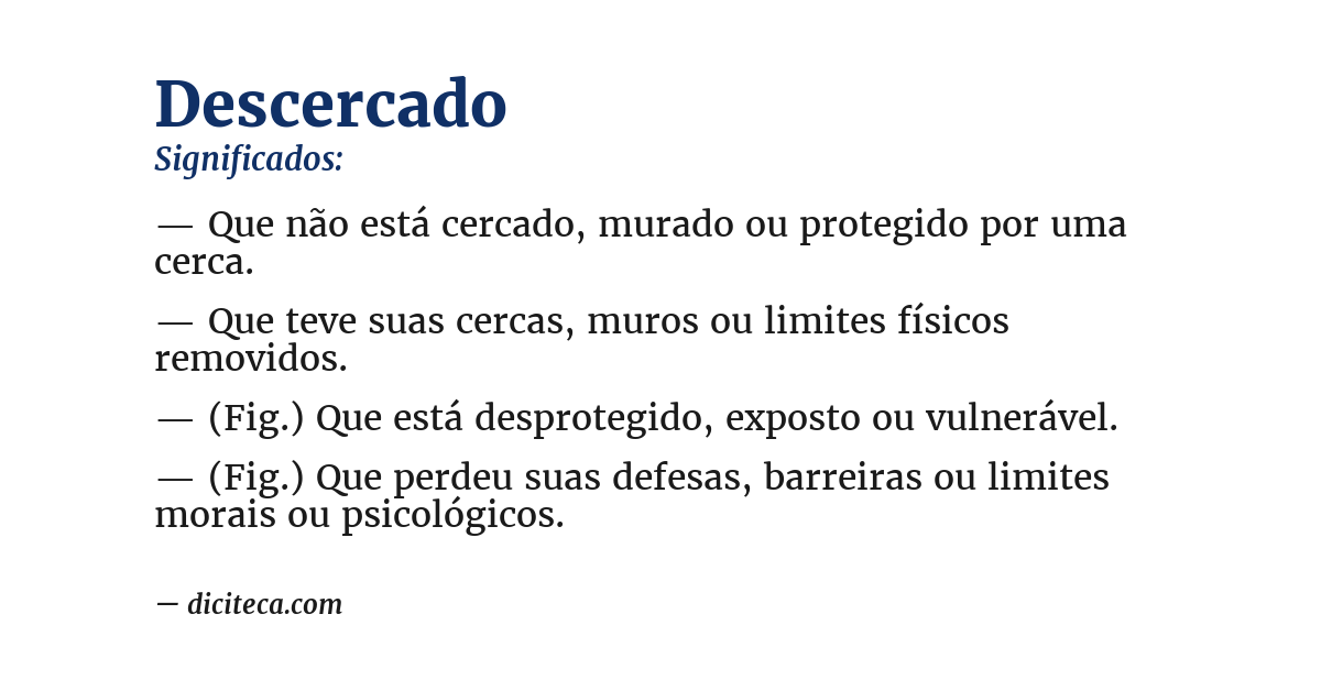 Significado de descercado