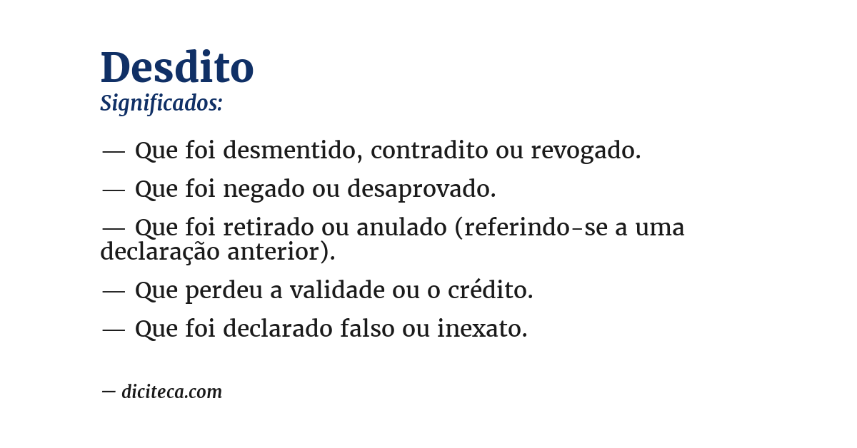 Significado de desdito