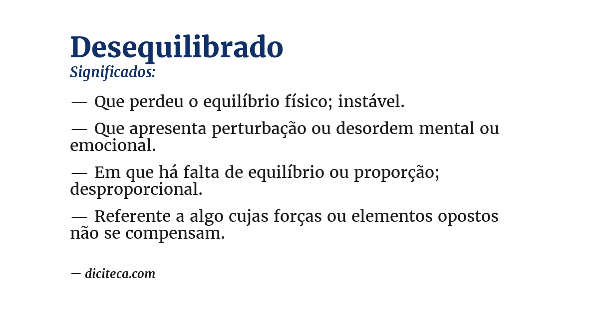 Significado de desequilibrado
