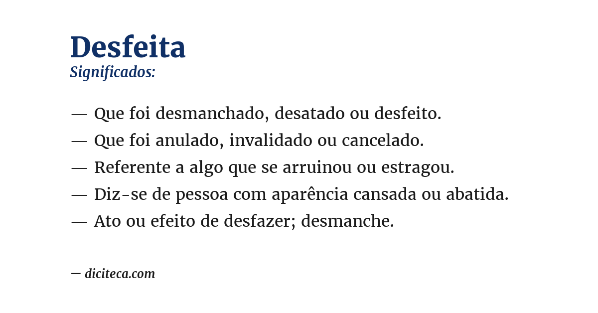 Significado de desfeita