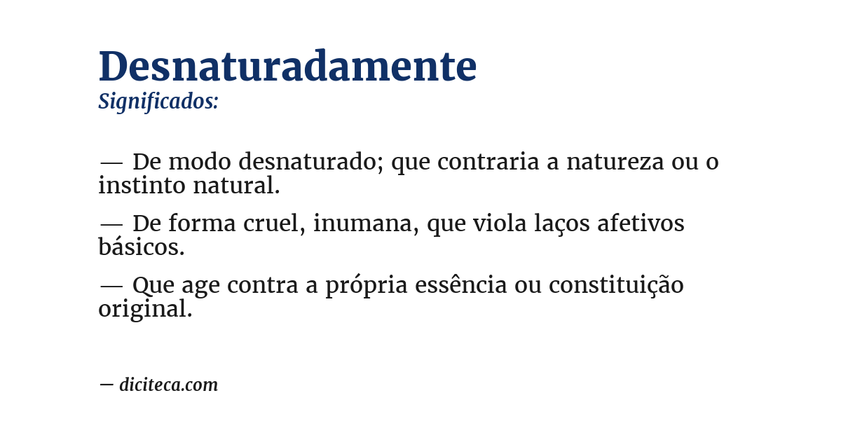 Significado de desnaturadamente